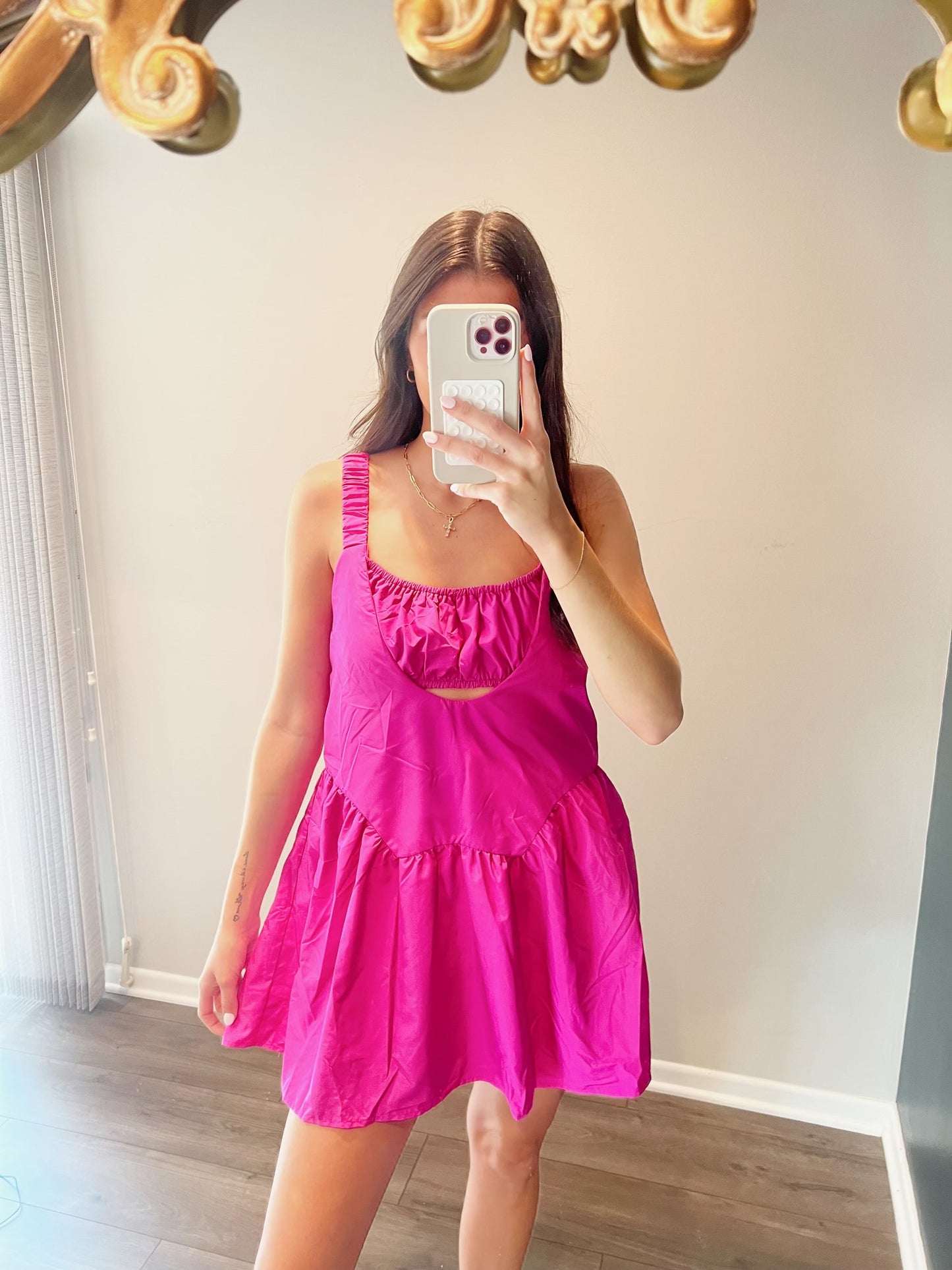 Sporty Romper Dress-Pink